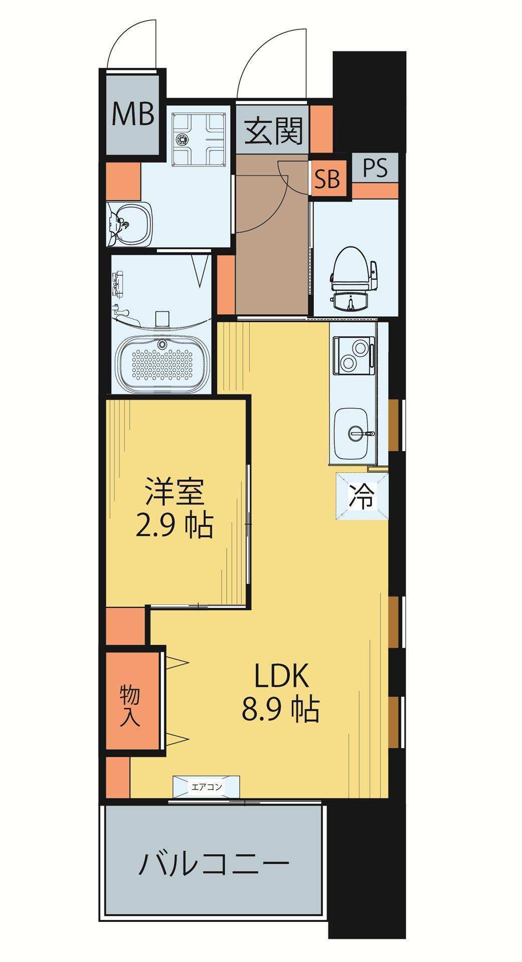 シェルグランデ広瀬橋(1LDK/2階)の間取り写真