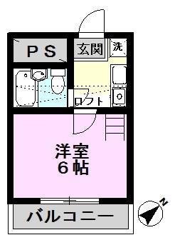 ロイヤルハイツみのり台(1K/2階)の間取り写真