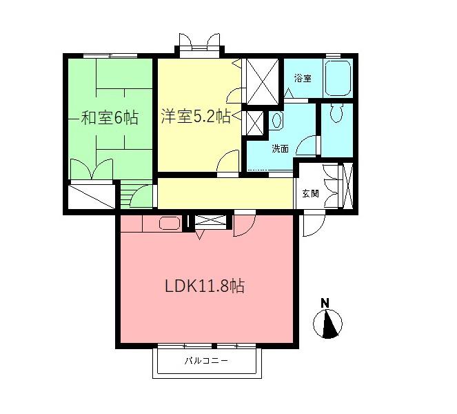 グランパルクD(2LDK/2階)の間取り写真