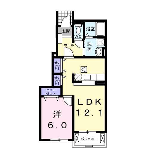 ボニート 欅(1LDK/1階)の間取り写真