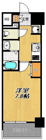 プランドール新大阪サウス(1K/4階)の間取り写真