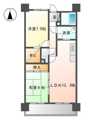 コア倶楽部荒尾(2LDK/2階)の間取り写真