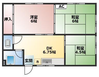 向江アパート1号(3DK/2階)の間取り写真