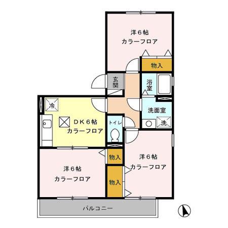 コラージュみなみ(3SDK/3階)の間取り写真
