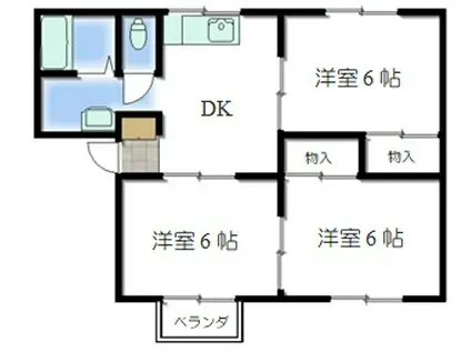 レジデンス杜南(3DK/2階)の間取り写真