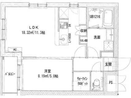 パークビュー本厚木(1LDK/5階)の間取り写真