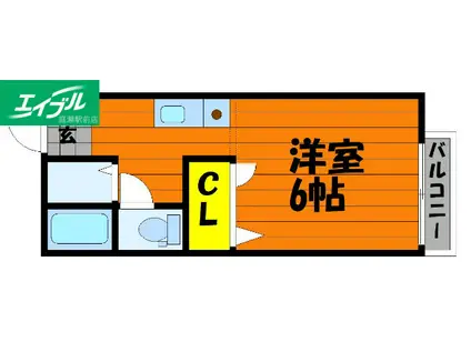 ベルハイム中庄 II(1K/1階)の間取り写真