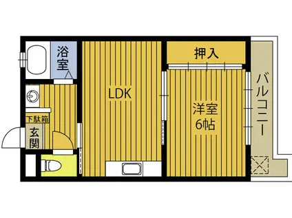 コーポ宮成(1DK/4階)の間取り写真