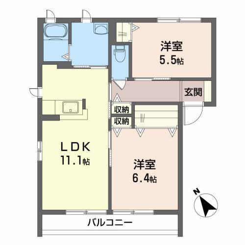 ポラリス G(2LDK/2階)の間取り写真