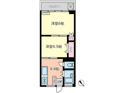 ときわ台マンション(2K/2階)の間取り写真