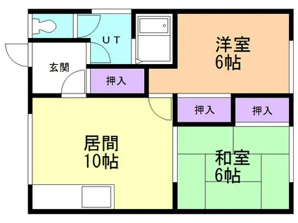 若山荘(2LDK/2階)の間取り写真