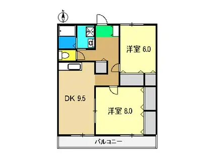 エレガンスYOU A(2DK/2階)の間取り写真