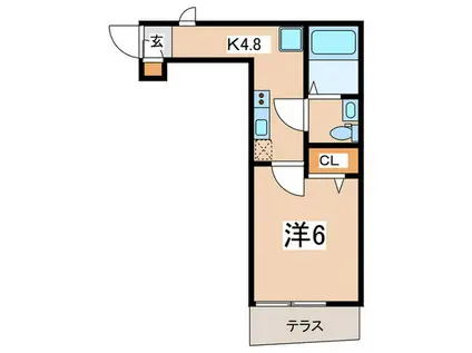 777N鶴ヶ峰(1K/1階)の間取り写真