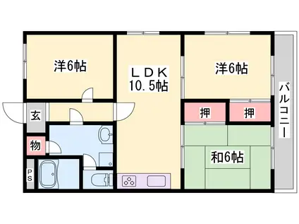 メゾンやすむろ(3LDK/2階)の間取り写真