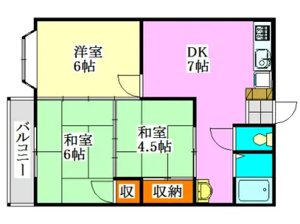 グレーネハイム(3DK/2階)の間取り写真