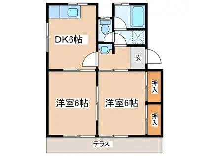 ベルビュー茅ヶ崎弐番館(2DK/1階)の間取り写真