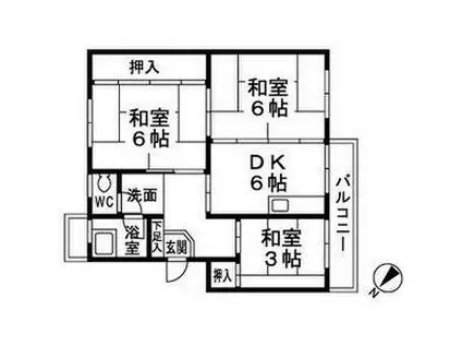 東加古川ファミリーマンション(3DK/3階)の間取り写真