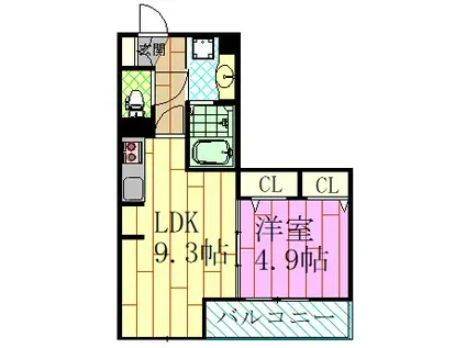 レクシア東葛西II(1LDK/2階)の間取り写真