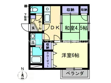 リサーラ錦町(2DK/2階)の間取り写真
