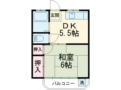 菊地ビル(1DK/2階)の間取り写真