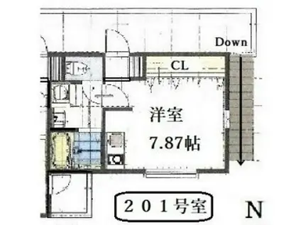 トップハウス 201号(ワンルーム/2階)の間取り写真