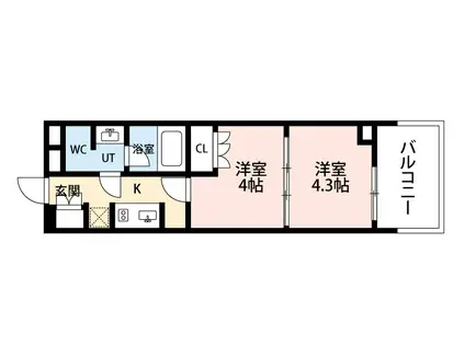 NSパークレジデンス新宿御苑(2K/3階)の間取り写真