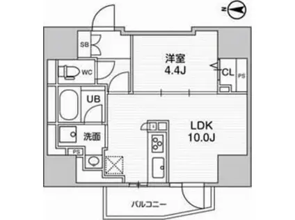 ディームス入谷I(1LDK/14階)の間取り写真