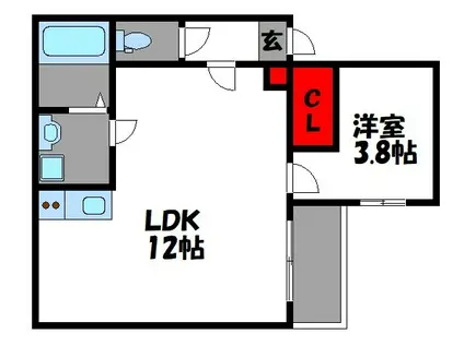 TALATTA箱崎(1LDK/2階)の間取り写真
