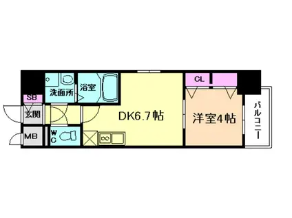 ファーストフィオーレ福島野田II(1DK/3階)の間取り写真