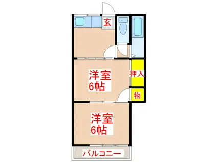 岡元マンション(2K/2階)の間取り写真