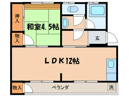 津川アパート(1LDK/1階)の間取り写真