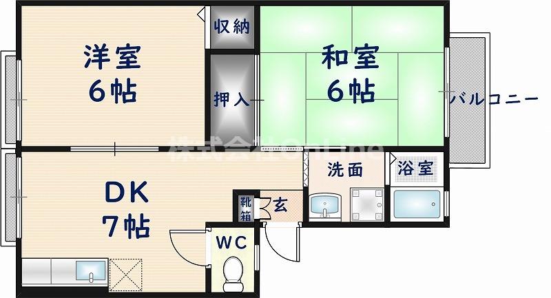サンビレッジなかもり(2DK/2階)の間取り写真