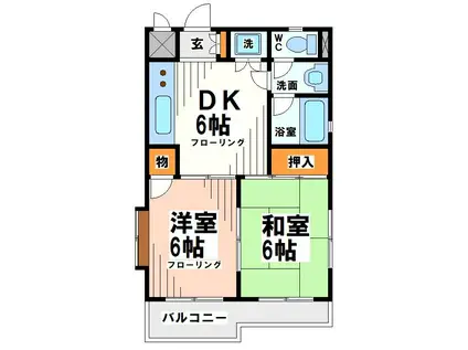 ルーラルコート仙川(2DK/2階)の間取り写真