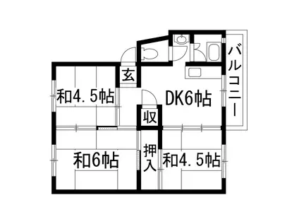 伊丹鴻池9B号棟(3DK/3階)の間取り写真