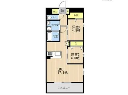 LIBTH友丘2丁目マンション(2LDK/6階)の間取り写真