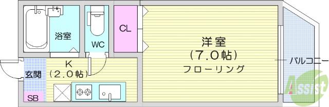 アバンザ鵬図(1K/3階)の間取り写真