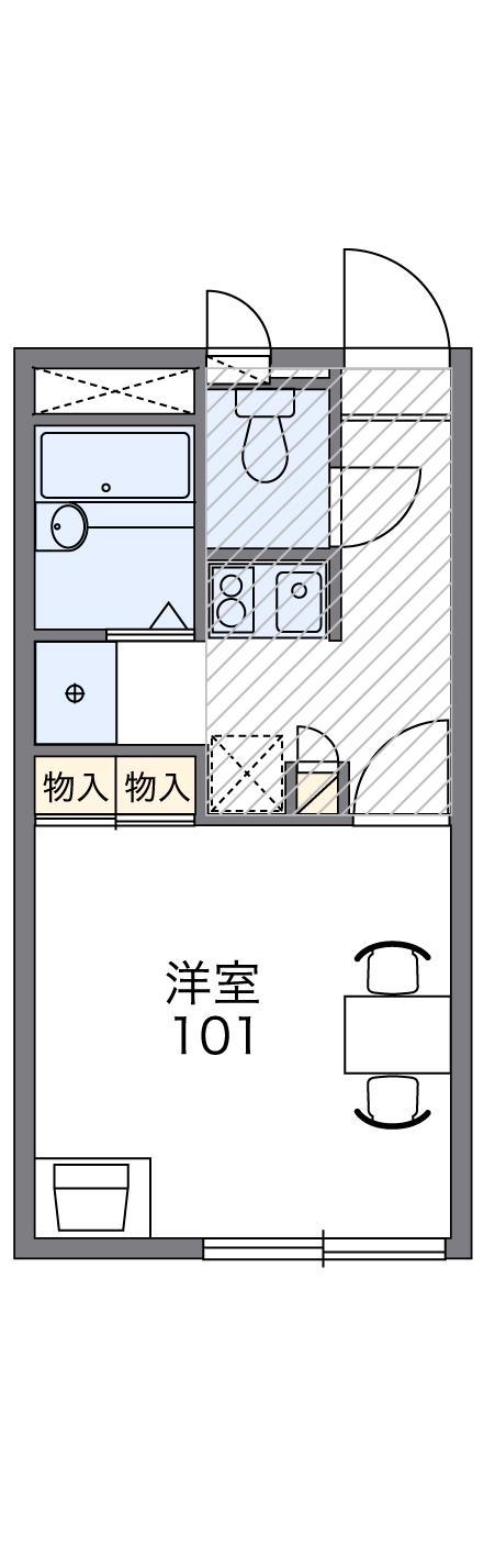レオパレスMSフレーズ参番館(1K/1階)の間取り写真