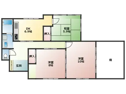 田辺荘(3DK/1階)の間取り写真