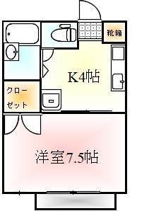 コーポビジョン(1K/2階)の間取り写真