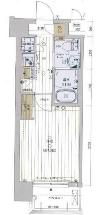 ファーストフィオーレ京橋パークフロント(1K/3階)の間取り写真