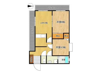 トーカンマンション平尾(2LDK/2階)の間取り写真