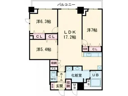 TUNAMAYO RESIDENCE(3LDK/8階)の間取り写真