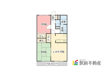 KS2002(2LDK/2階)の間取り写真
