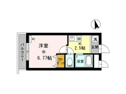 ヴィラ栄谷(1K/1階)の間取り写真