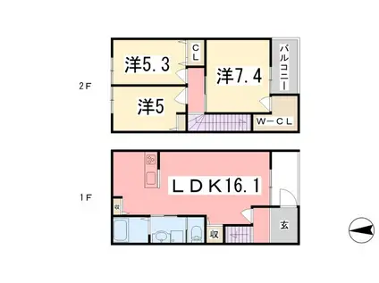 メゾンフローラ(3LDK/1階)の間取り写真