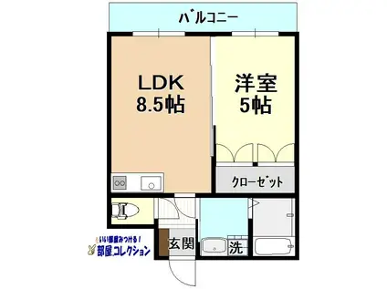ロイヤルセンターBLD(1LDK/14階)の間取り写真