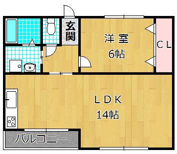 サンロイヤルマンション(1LDK/1階)の間取り写真