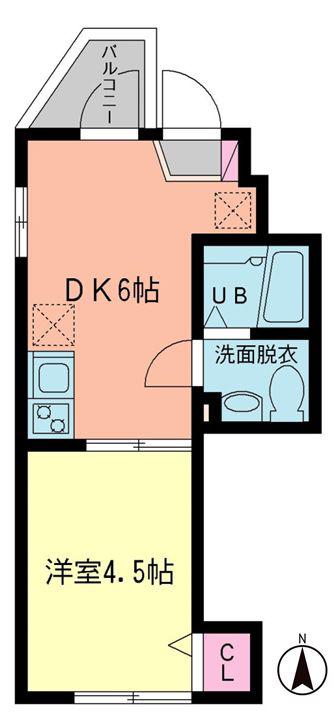アプリーレ蒲田(1DK/2階)の間取り写真