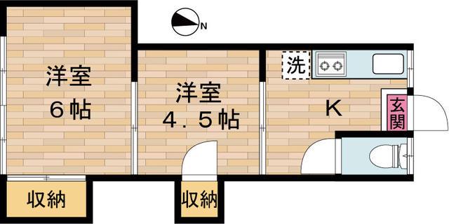 鈴木荘(2K/2階)の間取り写真