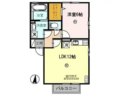 プランドール・陽明(1LDK/2階)の間取り写真